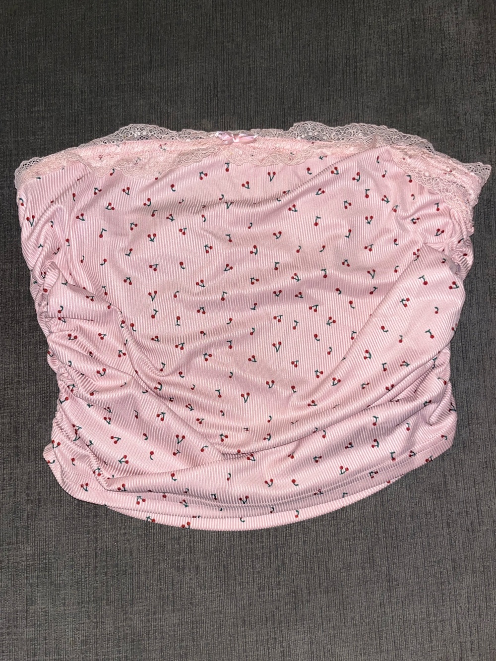 Cider Pink Cherry Lace-Trim Tube Top